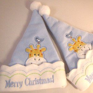 Set of 2 St. Nick s Choice Infant Baby Boy Blue Christmas Santa Hats